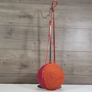 Sam Edelman Handcrafted Orange/Pink Crochet Ball Crossbody Bag